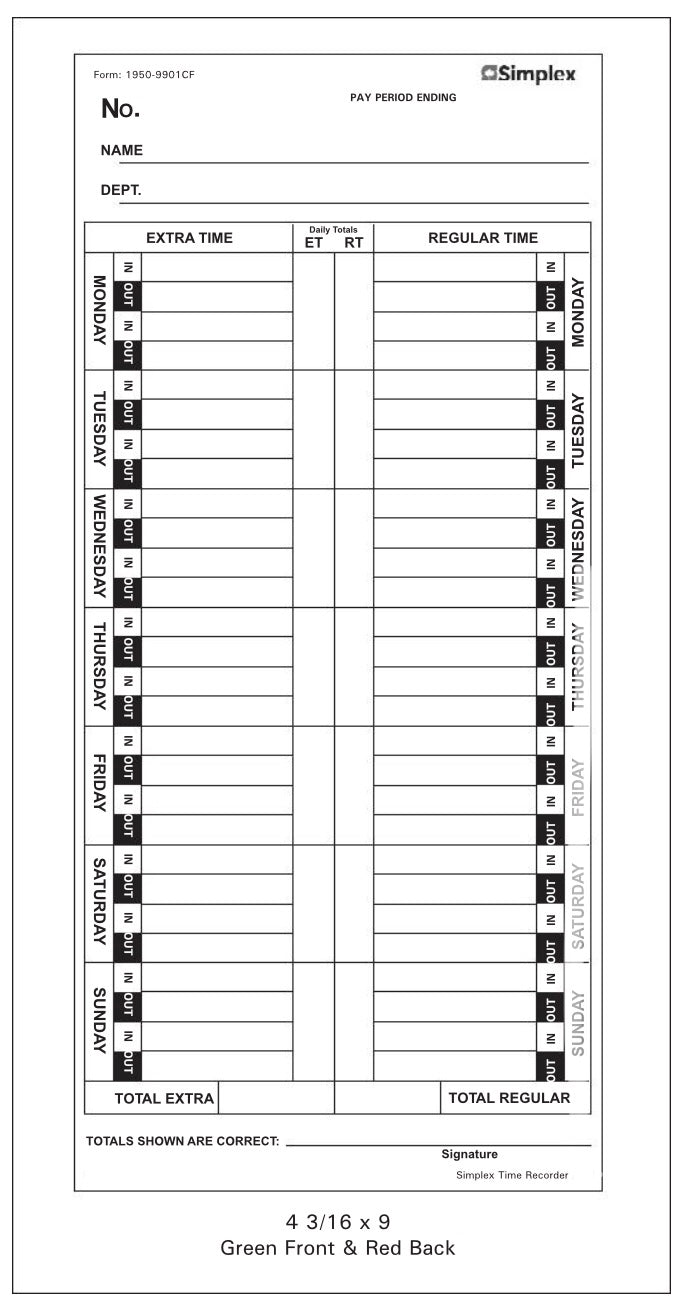 Time Cards For Employees TOPS Weekly Time Cards - 3.5" X 9", 500 Per Box, For Acroprint/IBM/Lathem/Simplex Punch Clocks TOPS Weekly Time Card 3.5x9 Inch 500 Box For Punch Clock - Foto 10